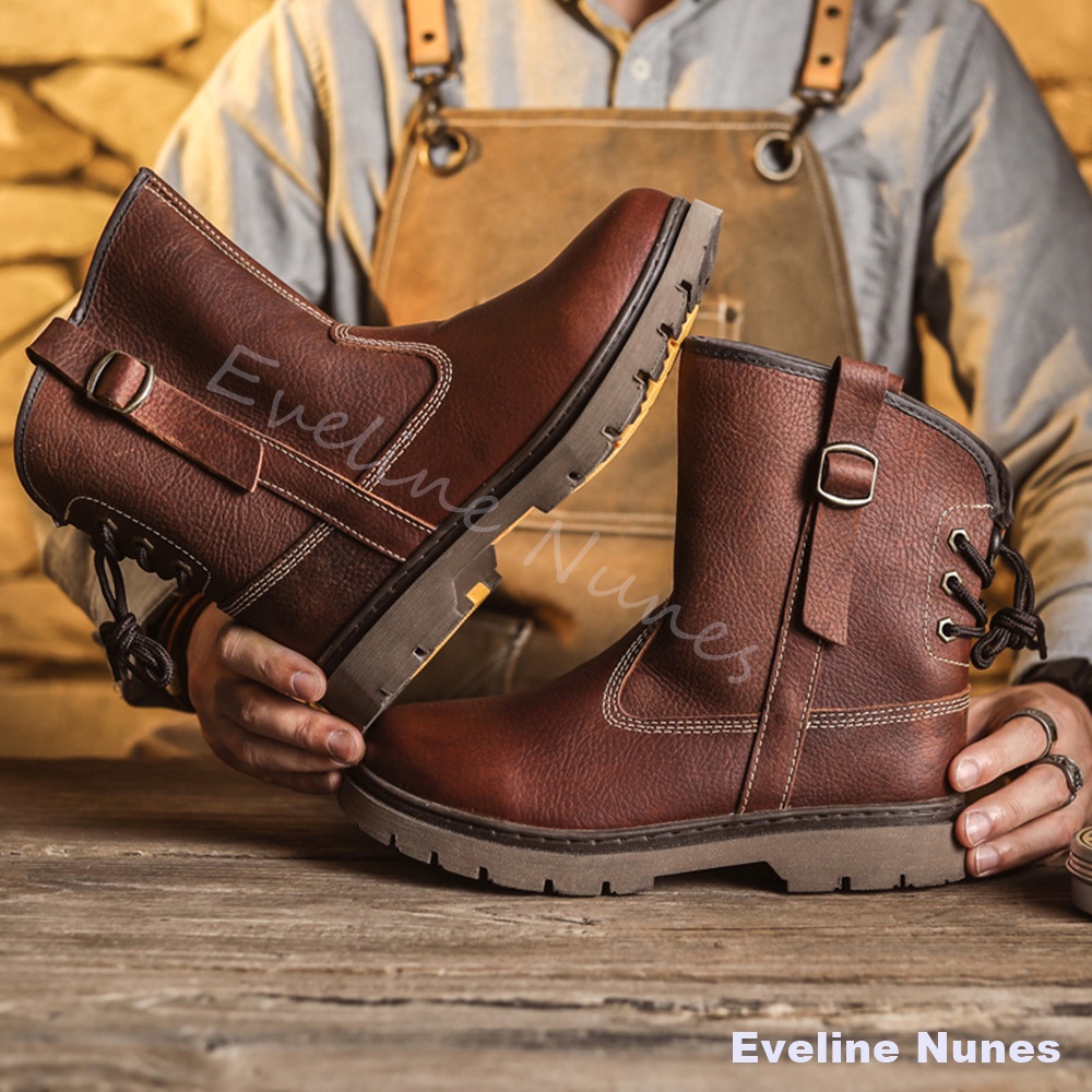 Leather Work Western - Herenschoenen van hoogwaardig rundleer, hoge werklaarzen