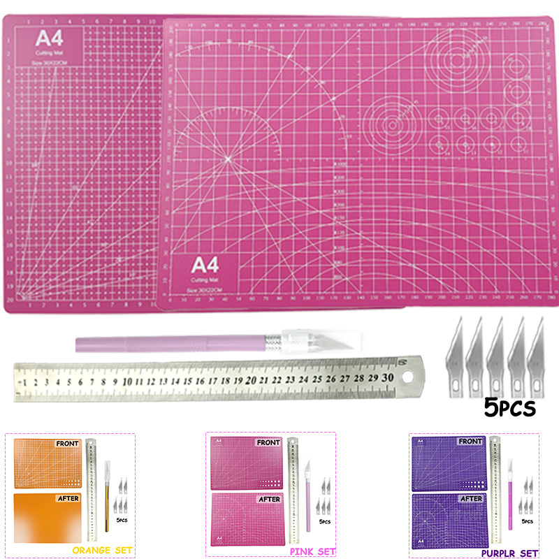Leatherwork Ruler - A4 PVC handsnijmatset, kunstgereedschap, PVC-papiersnijmat, 30