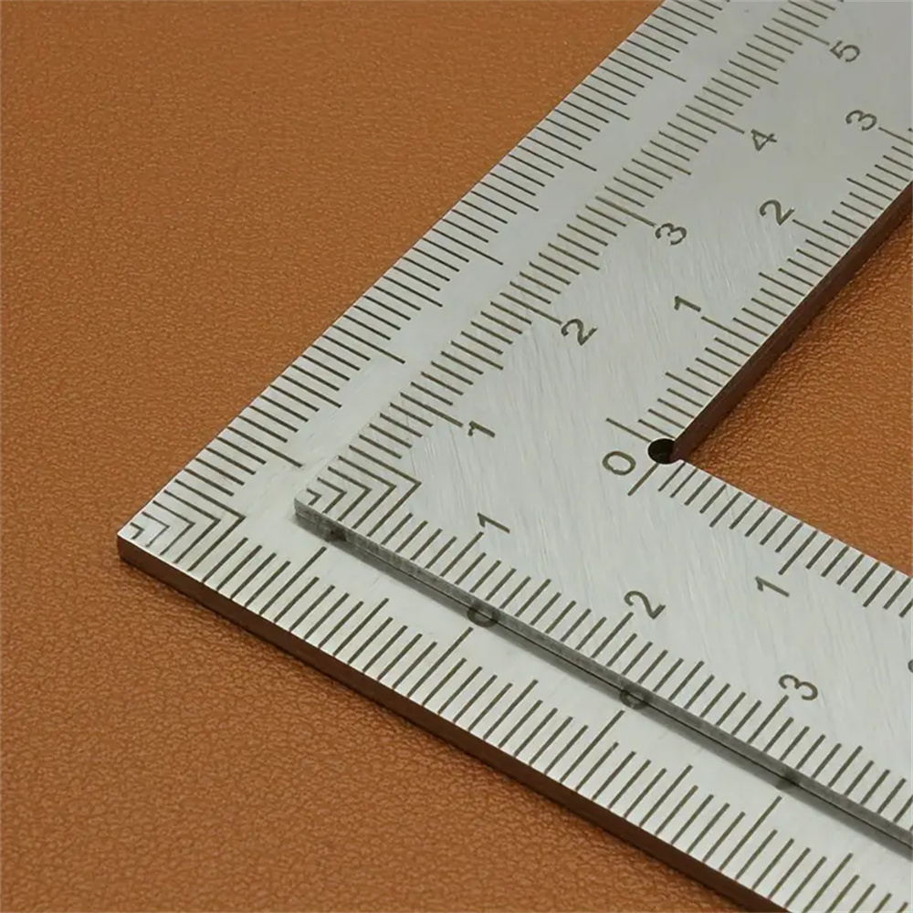 Leatherwork Ruler - Mini roestvrijstalen L-vormige dubbelzijdige precisieweegschaalliniaal -