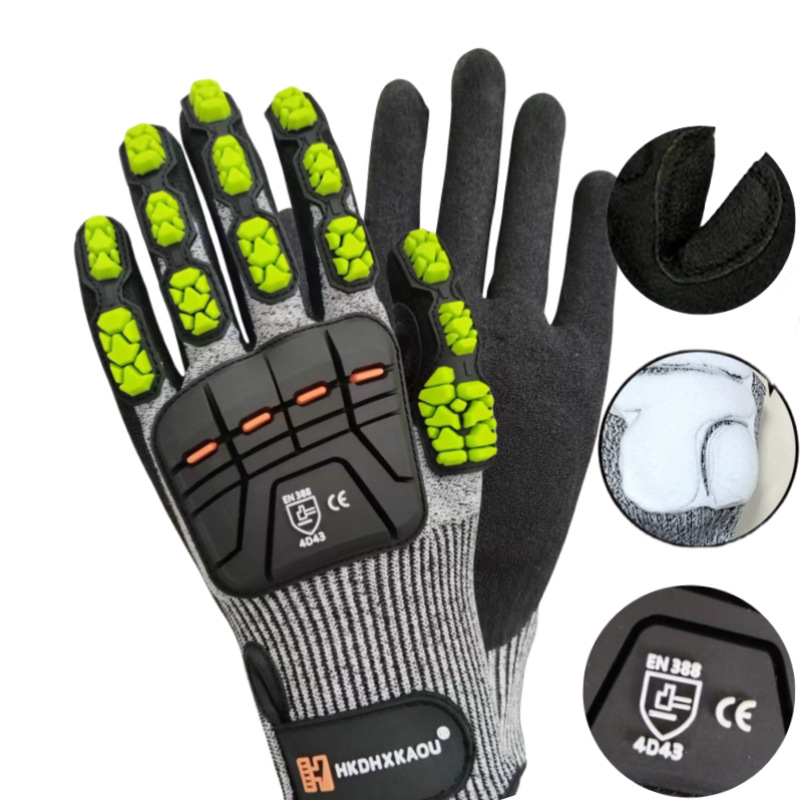 Leatherworking Leveling - Anti-vibratie beschermende werkhandschoenen niveau 5, snijbestendigheid,
