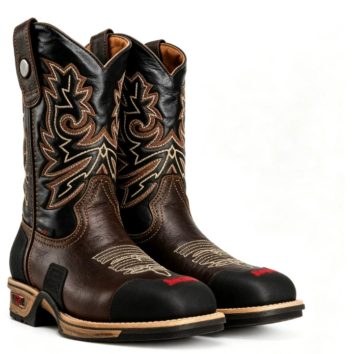 Heren bruin zwart western werk - Leather Work Western recensie en prijs