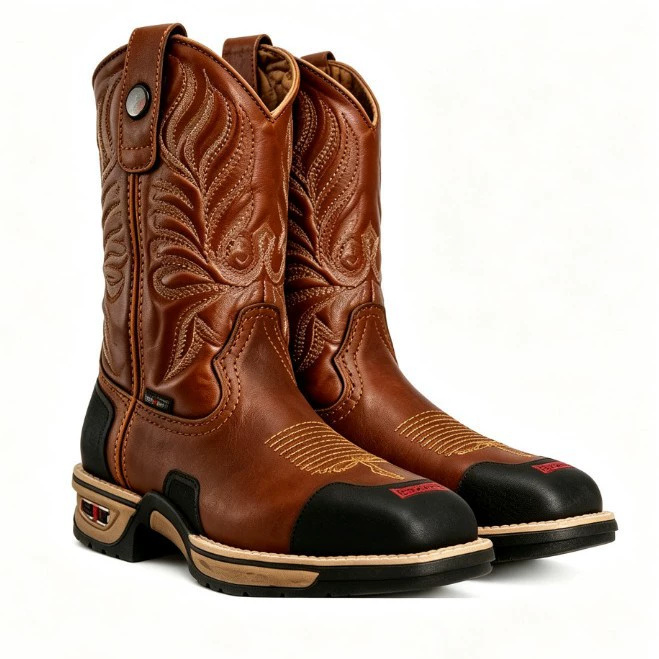 Heren bruin zwart western werk - Leather Work Western recensie en prijs